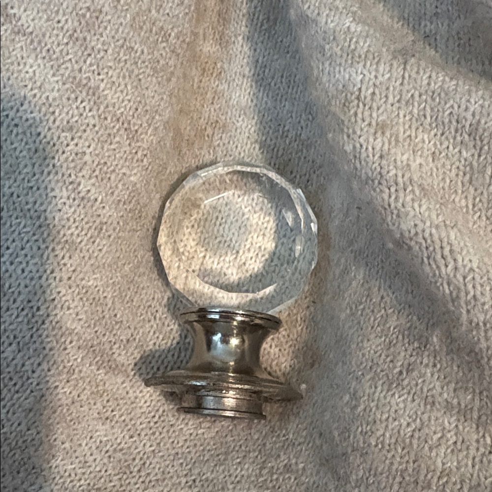 Lamp Finial polished ‘chrome’ with CLEAR CRYSTAL